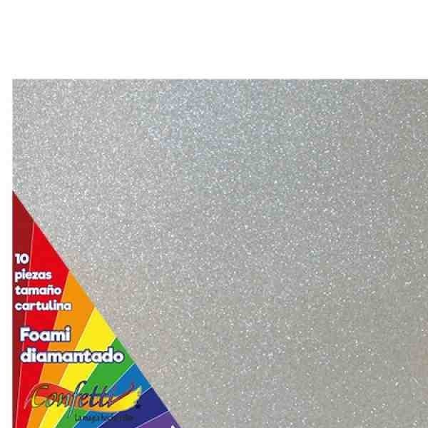 FOAMY DIAMANTADO 55X43CM. PLATA E.10 C.300